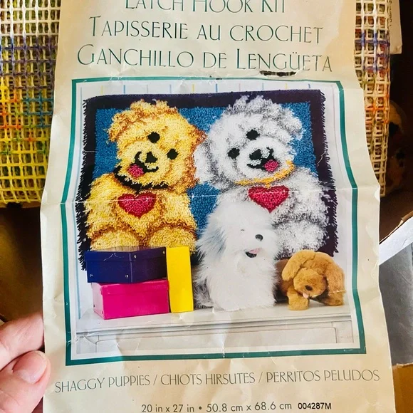 Shaggy Puppies Latch Hook Kit WonderArt Latch Hook Kit 20"x27" - Picture 1 of 7